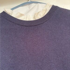 Boden Sweater Dress - Navy with ruffle trim